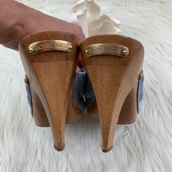 MICHAEL Michael Kors Suede Slip-On Mules With Studs and Wood Heel Women's Size 8 - Picture 9 of 12
